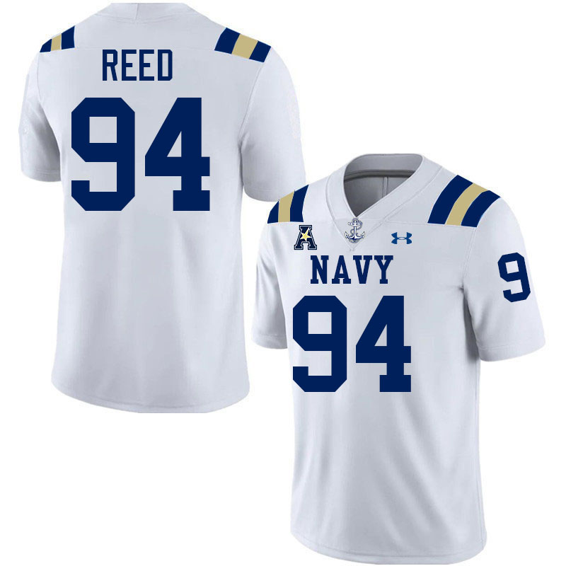 Navy Midshipmen #94 Justin Reed College Football Jerseys Stitched-White